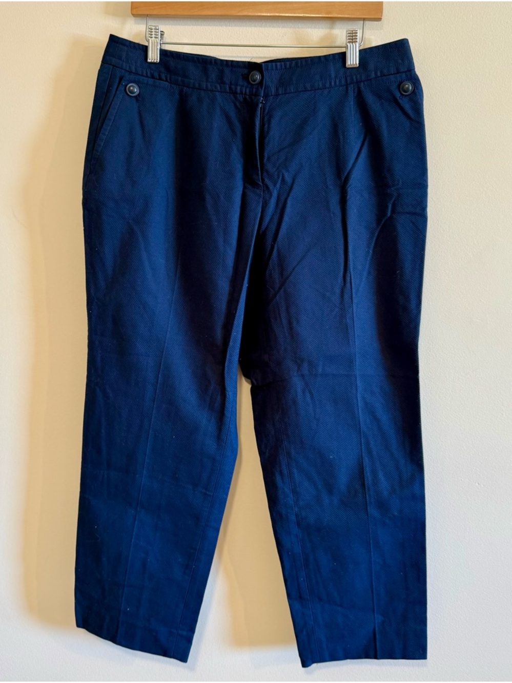 Talbots Navy Straight-Leg Textured Cropped Chinos Size 14W Petite